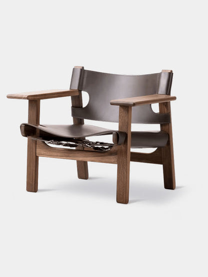 FAUTEUIL BAS BOIS ET CUIR 002